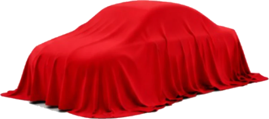Wedding car rental: a car draped in red cloth, ready for the baraat